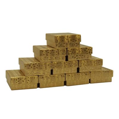 CuteBox Gold Cotton Filled Boxes 100pcs (1 7/8" x 1 1/4" x 5/8") for Jewelry, Retail, Merchandise, Party Favors, Gift Boxes, Handmade, Homemade, Arts and Crafts