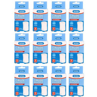 12 Rolls Self Adhesive Gauze Soft Cloth Bandage Flexible Surgical Tape 3" 4.5yds