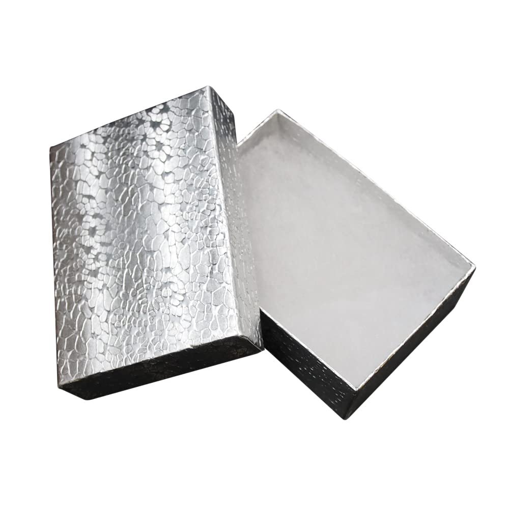 CuteBox Silver Cotton Filled Boxes 100pcs (8 1/8" x 5 5/8" x 1 3/8") for Jewelry, Retail, Merchandise, Party Favors, Gift Boxes, Handmade, Homemade, Arts and Crafts