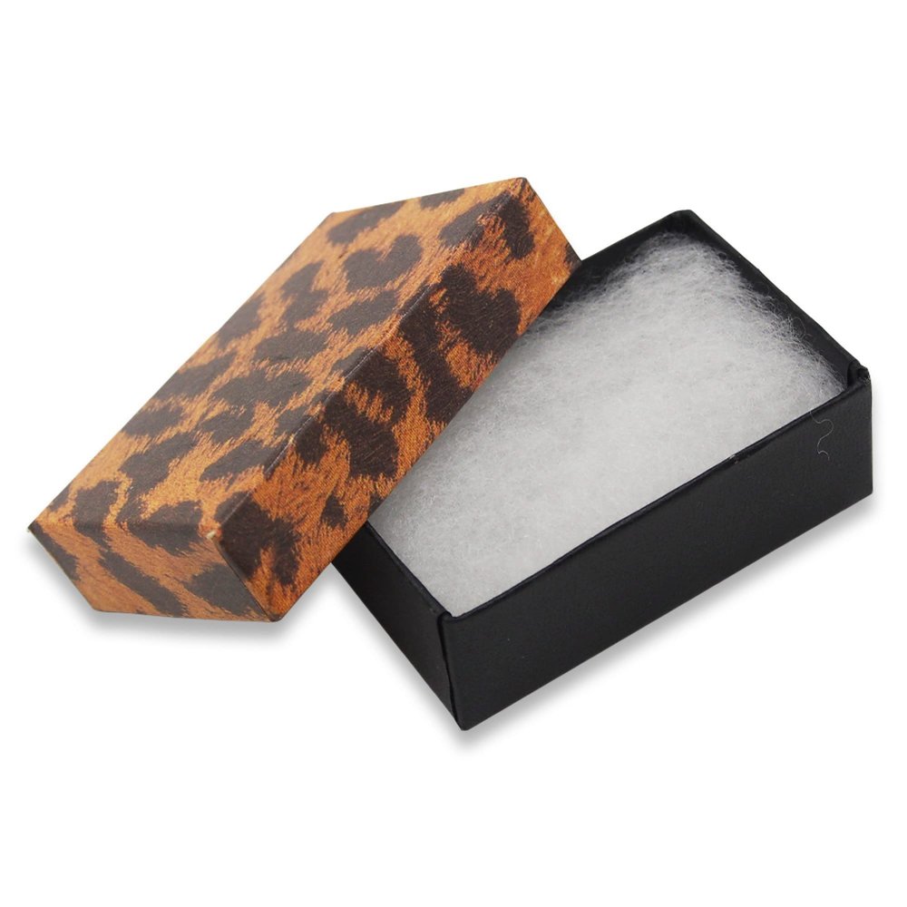 CuteBox Glossy Leopard Cotton Filled Boxes 100pcs (2 5/8" x 1 1/2" x 1") for Jewelry, Retail, Merchandise, Party Favors, Gift Boxes, Handmade, Homemade, Arts and Crafts