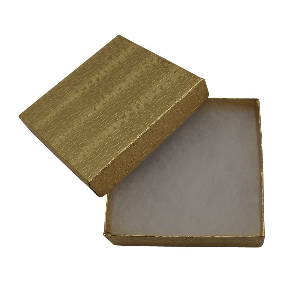 CuteBox Gold Cotton Filled Boxes 4pcs (3 3/4" x 3 3/4" x 2") for Jewelry, Retail, Merchandise, Party Favors, Gift Boxes, Handmade, Homemade, Arts and Crafts