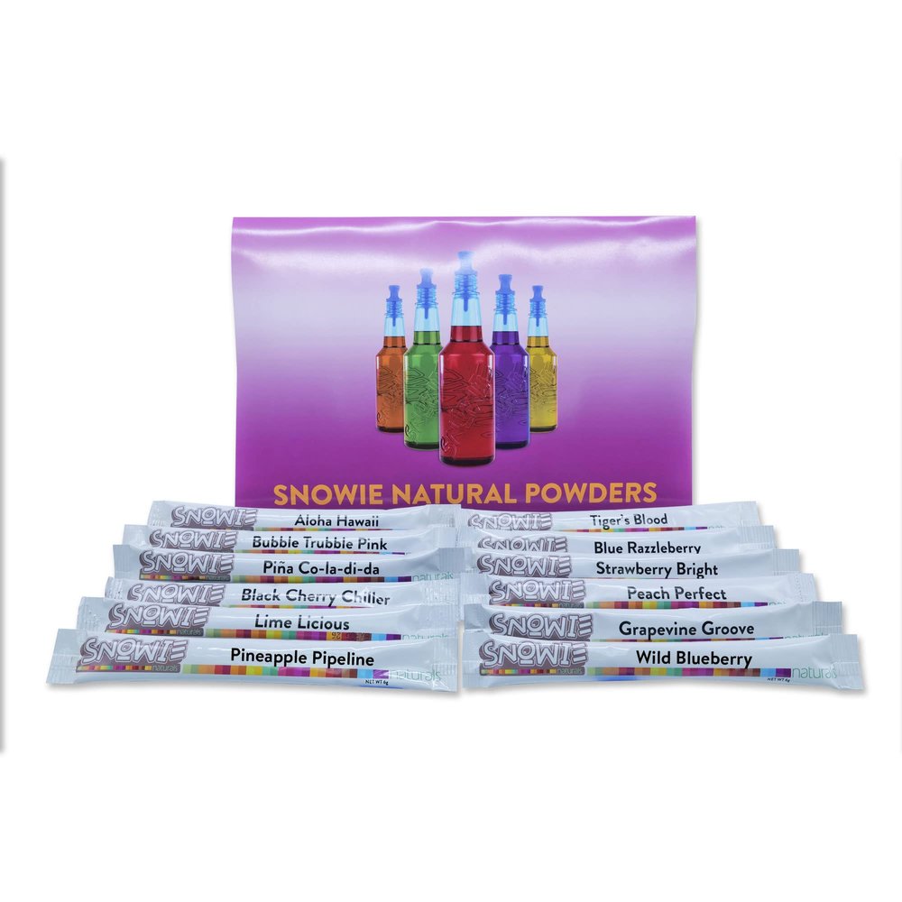 SNOWIE - Ready To Use Natural Assorted Flavor Syrup Powders Pack - Beach Bum Kit - 12 Pints