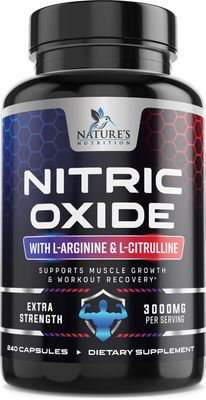 Nitric Oxide Booster Extra Strength 3000mg - 3X Strength L-Arginine & Citrulline, Best Nitric Oxide Supplements for Men, Supports Muscle, Heart Health, Energy Supplement, Bottled in USA, 240 Capsules