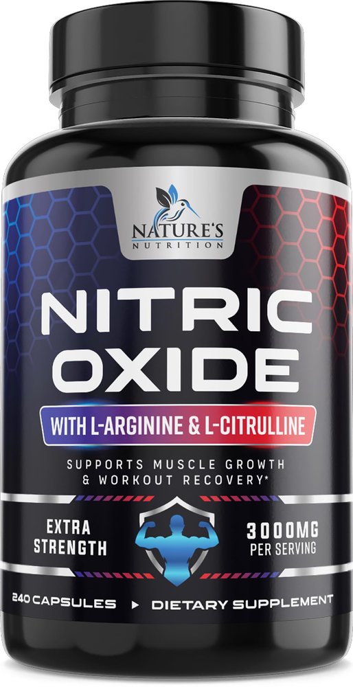Nitric Oxide Booster Extra Strength 3000mg - 3X Strength L-Arginine & Citrulline, Best Nitric Oxide Supplements for Men, Supports Muscle, Heart Health, Energy Supplement, Bottled in USA, 240 Capsules