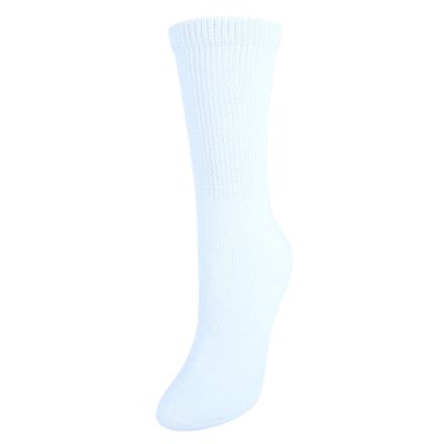 CTM Women's Cushioned Diabetic Crew Socks (3 Pair Pack), White