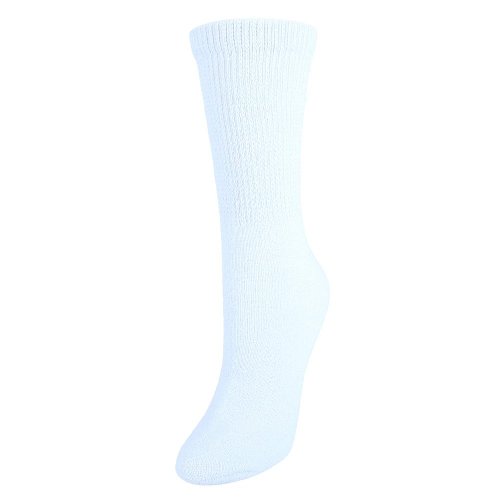 CTM Women's Cushioned Diabetic Crew Socks (3 Pair Pack), White