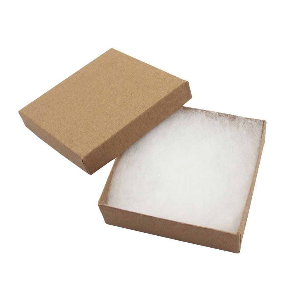 CuteBox Kraft Cotton Filled Boxes 10pcs (3 1/2" x 3 1/2" x 1") for Jewelry, Retail, Merchandise, Party Favors, Gift Boxes, Handmade, Homemade, Arts and Crafts