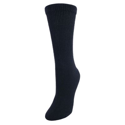 CTM Women's Cushioned Diabetic Crew Socks (3 Pair Pack), Black
