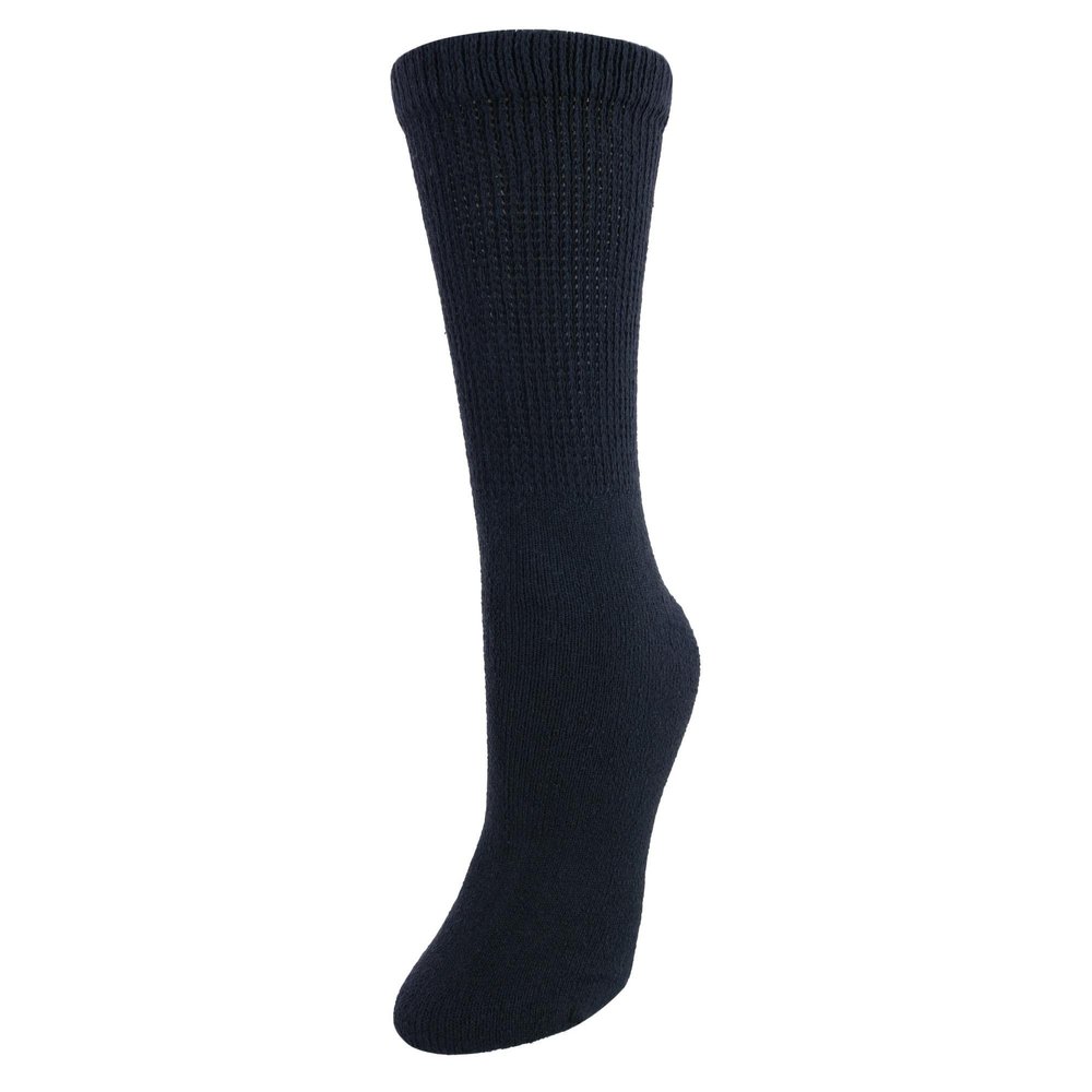CTM Women's Cushioned Diabetic Crew Socks (3 Pair Pack), Black