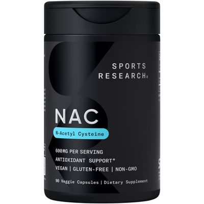 Sports Research N-Acetyl L-Cysteine (NAC) 600mg, 90 Veggie Capsules - Vegan, Non-GMO, Gluten Free. Lemon Aroma
