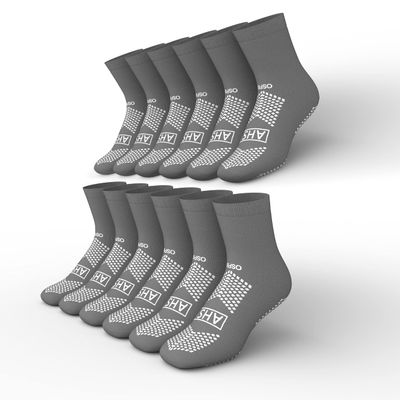 American Hospital Supply Grippy Socks | Gray One Size Fits Most Non Skid Socks | 6 Pairs of Anti-Slip Socks