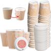 LPS Lowpricesupply 50 PACK 10 oz. Kraft Ripple Individually Wrapped Paper Hot Cup with Lids For Cafe, Hotel Motel Room, takeout box view 1