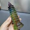 HXSCOO Coloured Glaze Pagoda Point Carved Glass Crystal wenchang Tower Energy Chakra Crystal Healing view 4