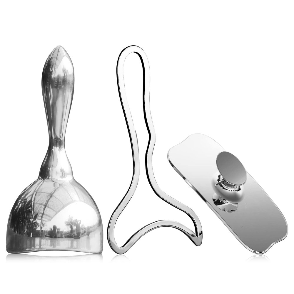 ONUEMP 3-in-1 Stainless Steel Therapy Massage Tool, Gua Sha Paddle & Swedish Cup & Mushroom Massager, Maderoterapia Kit Colombiana for Lymphatic Drainage, Cellulite Remover, Body Sculpting
