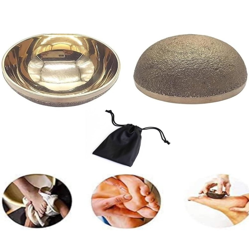 WITSOUL Kansa Bronze Vatki, Natural Cup, Ayurvedic Detox Foot Massager, Relaxation and Deep Cleaning Ancient Indian Technique Massager (Set of 1)