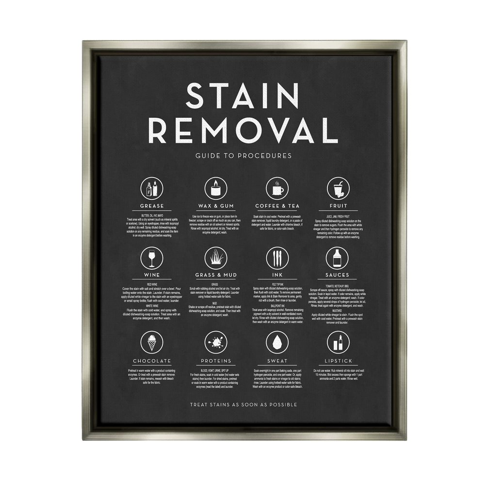 Stupell Industries Various Stain Removal Procedures Laundry Diagram Chart, Design by Lettered and Lined