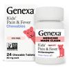 Genexa Kids Clean Pain & Fever Acetaminophen Chewables, Dye Free, 0% Artificial Additives, Delicious Grape Flavor, Chewable Medicine for Children 2-11, 80 mg per Tablet, 24ct view 1
