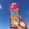 Rainbow Zebra Pattern Milk Carton Water Bottle 500ml 16.9oz Pink view 2