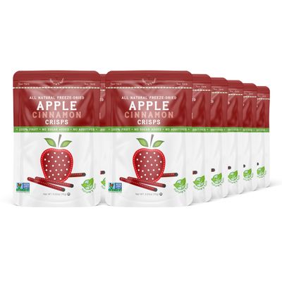 Natures Turn Freeze-Dried Apple Cinnamon Crisps Healthy, Gluten-Free, Crispy & Delicious, Plant-Based Snack, Ideal for Cereal, Smoothies, School Lunches, & On-the-Go, Bags of 12 (0.53 oz Each)