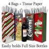 THE JOY TREE Bottle Gift Bags and Tissue - Set of 4 Holiday Bags view 2
