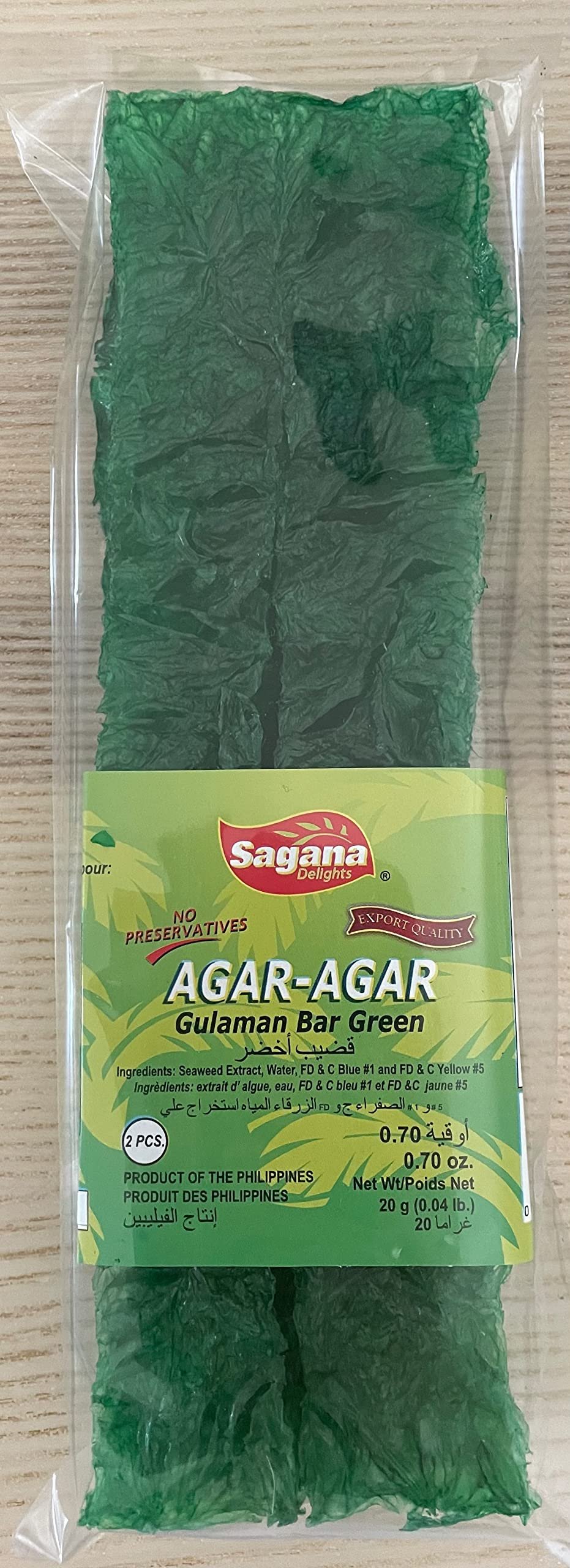 Agar Agar Green Agar-Agar sticks 0.7 oz (20g) Not Powder Form by SAGANA