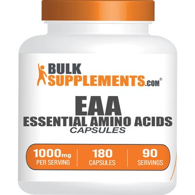 BulkSupplements.com Essential Amino Acids Capsules (EAA) - Amino Acids Supplement - EAAs Amino Acids - EAA Capsules - 1000 mg Serving - 90 Day Supply (180 Gelatin Capsules)