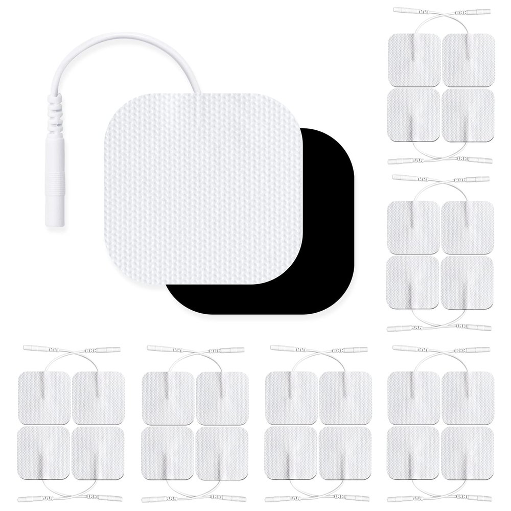 24 Pack 2" x 2" TENS Unit Replacement Pads Reuse More Than 45 Times, Upgraded Self-Adhesive Pads Compatible with AUVON, TENS 7000, White