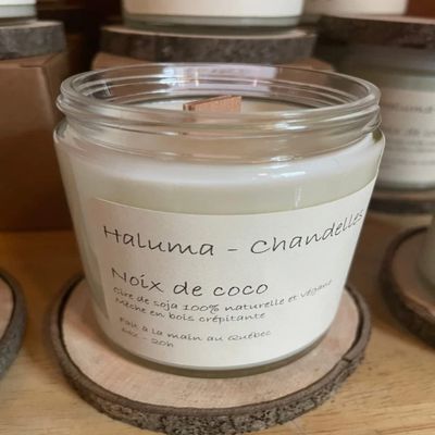 Haluma, Chandelles Aromatis, Noix de Coco, Cire SOJA 100% Vegan, Naturelle,