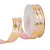 Altsuceser Christmas Ribbon, Rhombus Pattern Metallic Glitter Craft Fabric Ribbon, Christmas Wrapping Ribbon, Xmas Gift Wrapping Decoration K view 1