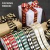 Altsuceser Christmas Ribbon, Rhombus Pattern Metallic Glitter Craft Fabric Ribbon, Christmas Wrapping Ribbon, Xmas Gift Wrapping Decoration K view 2