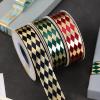 Altsuceser Christmas Ribbon, Rhombus Pattern Metallic Glitter Craft Fabric Ribbon, Christmas Wrapping Ribbon, Xmas Gift Wrapping Decoration K view 3