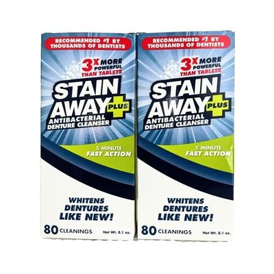 Stain Away Plus Denture Cleanser 5-Minute Fast Action 8.1oz. (Pack of 2)