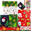 Kids Christmas Wrapping Paper Sheets Children Gift Wrapping Paper XMAS Gift Wrap Paper Set with Sticker Ribbon with Red Green Deer Tree Santa Design for Present,Christmas Paper Wrap for Kids Children Boys Girls Toddlers (6 Sheets, 28"Lx20"W per Sheet view 1