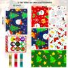 Kids Christmas Wrapping Paper Sheets Children Gift Wrapping Paper XMAS Gift Wrap Paper Set with Sticker Ribbon with Red Green Deer Tree Santa Design for Present,Christmas Paper Wrap for Kids Children Boys Girls Toddlers (6 Sheets, 28"Lx20"W per Sheet view 2