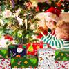 Kids Christmas Wrapping Paper Sheets Children Gift Wrapping Paper XMAS Gift Wrap Paper Set with Sticker Ribbon with Red Green Deer Tree Santa Design for Present,Christmas Paper Wrap for Kids Children Boys Girls Toddlers (6 Sheets, 28"Lx20"W per Sheet view 3