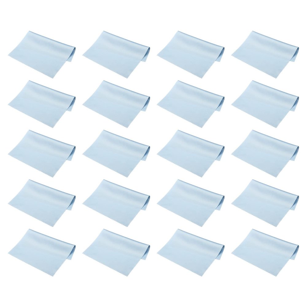 PATIKIL Eyeglass Microfiber Cleaning Cloth 7"x6", 20 Pack Glasses Cleaning Cloth Soft Wipe Screen Cloth for Camera Lens Eyeglasses Screens in Individual Vinyl Pouch, Blue