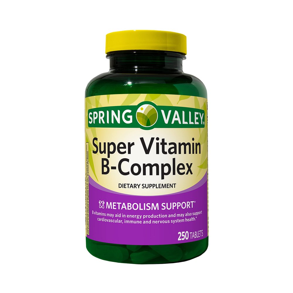 Augu Spring Valley Super Vitamin B-Complex, Metabolism Support, Tablets Dietary Supplement, 250 Count