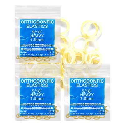 Amber Latex 3 Packs 300 counts 5/16inch (8mm) Heavy (6.5oz) Intraoral Elastic Bands Unimedic Orthodontic Elastics Dental Rubber Bands Made in US (HEAVY, 5/16inch, 8mm)