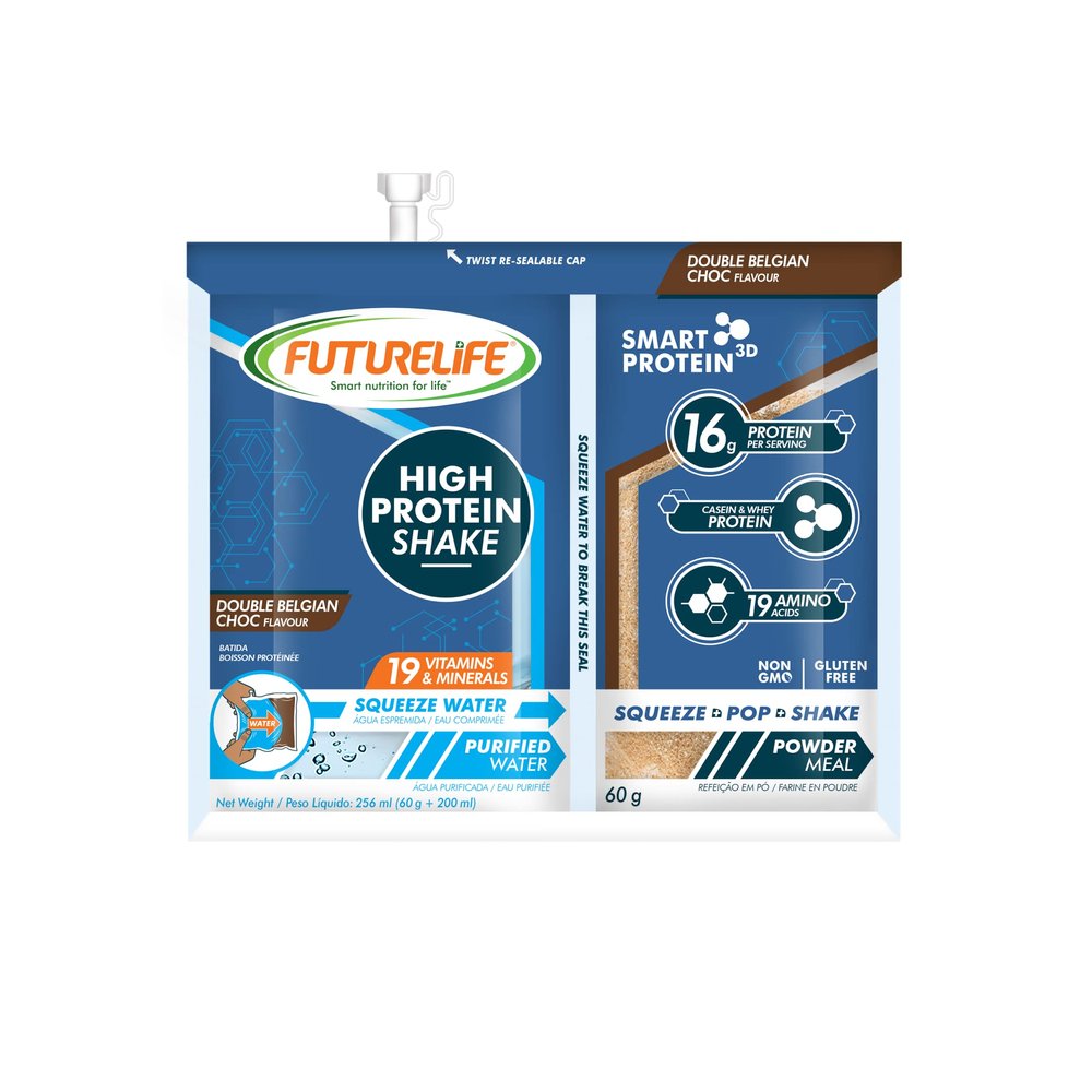 Future Life High Protein Shake | 200g + 60g Dual Shake | Belgium Chocolate | 4 Pack | SmartProtein3D | Casein & Whey Protein | Low GI | Gluten Free | 16g Protein | Convenient & Hygienic |