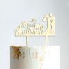 Mr And Mrs Cake Topper with Pet, Mr & Mrs Rustic Wreath Couple's Names Cake Topper, Mirror Gold Acrylic Wedding Cake Topper, Personalized Wedding Cake Topper, Funny Cake Toppers for Wedding view 4
