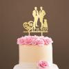 Personalized Mr And Mr Funny Cake Topper Travel Gay Silhouette Cake Topper with Dog Mr And Mr Wedding Cake Topper with Cat Marriage Equality Cake Topper (Mirror Gold Acrylic) view 1