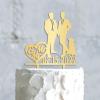 Personalized Mr And Mr Funny Cake Topper Travel Gay Silhouette Cake Topper with Dog Mr And Mr Wedding Cake Topper with Cat Marriage Equality Cake Topper (Mirror Gold Acrylic) view 3