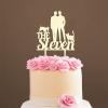 Bride And Groom Cake Topper with Pet, Wedding Mr & Mrs Cake Topper, Mirror Gold Acrylic Cake Topper for Wedding, Family Wedding Cake Topper, Anniversary Cake Toppers view 1