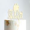 Bride And Groom Cake Topper with Pet, Wedding Mr & Mrs Cake Topper, Mirror Gold Acrylic Cake Topper for Wedding, Family Wedding Cake Topper, Anniversary Cake Toppers view 4