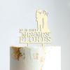Couple Silhouette Cake Topper with Pet, Mr And Mrs Cake Toppers for Wedding, Mirror Gold Acrylic Cake Topper for Wedding, Custom Cake Toppers for Wedding / Anniversary, Funny Cake Toppers for Wedding view 4