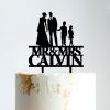 Cake Topper Couple with Children, Mr And Mrs Cake Toppers, Family Wedding Bride And Groom Cake Topper, Black Acrylic Cake Topper, Gift for Anniversary view 1