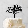 10 & Fabulous Cake Toppers Birthday Personalized Name Cake Topper Black Acrylic Birthday Cake Topper Party Decor Supplies Happy Birthday Gift to Boys Girls Friend Cake Toppers view 3