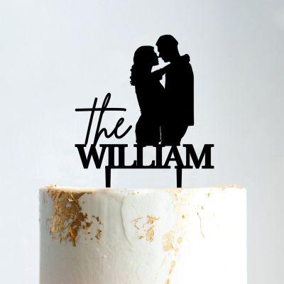 Couple Silhouette Cake Topper, Wedding Mr & Mrs Cake Topper, Black Acrylic Wedding Cake Topper, Custom Mr Mrs Cake Topper, Anniversary Baptism Cake Topper