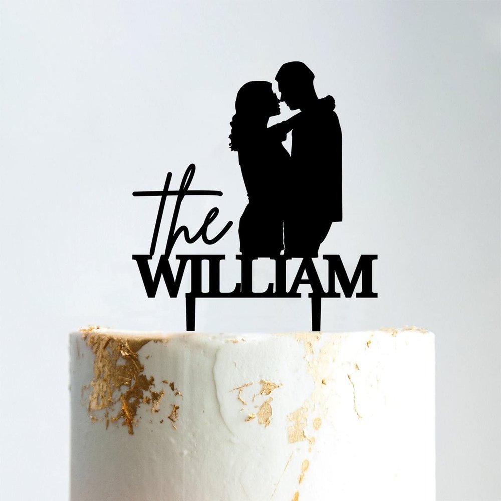 Couple Silhouette Cake Topper, Wedding Mr & Mrs Cake Topper, Black Acrylic Wedding Cake Topper, Custom Mr Mrs Cake Topper, Anniversary Baptism Cake Topper