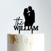 Couple Silhouette Cake Topper, Wedding Mr & Mrs Cake Topper, Black Acrylic Wedding Cake Topper, Custom Mr Mrs Cake Topper, Anniversary Baptism Cake Topper view 1